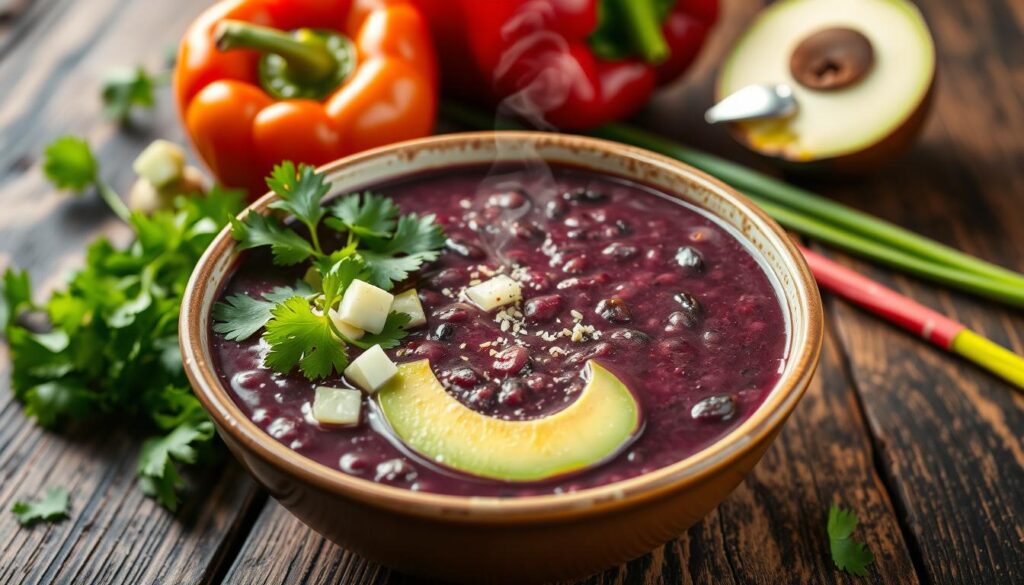 purple black bean soup